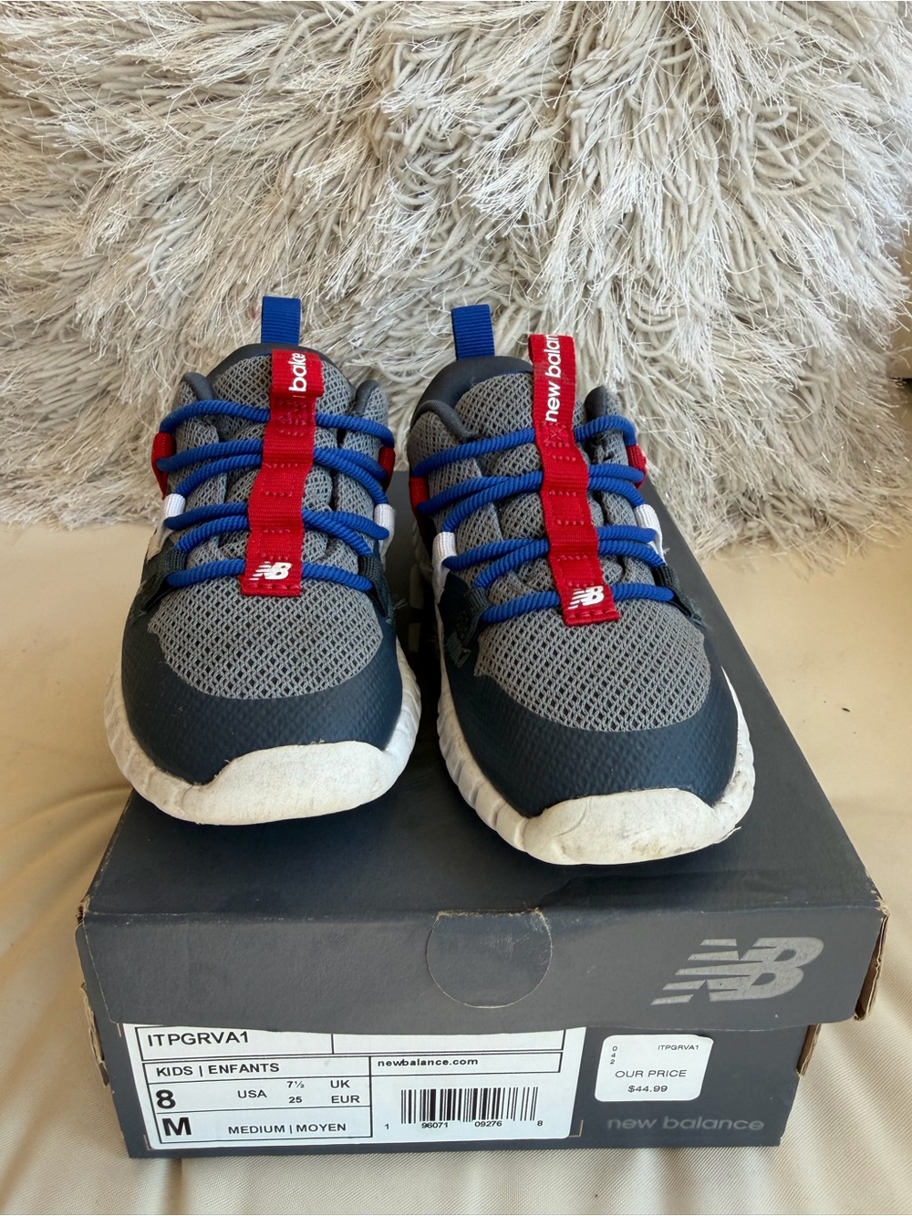 New Balance Kids Gray, Blue & Red Athletic Sneakers 8C